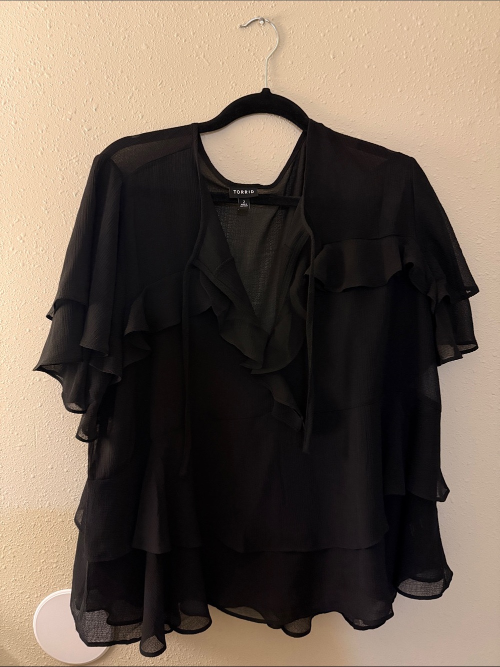 torrid Black Ruffle Tie-Front Blouse